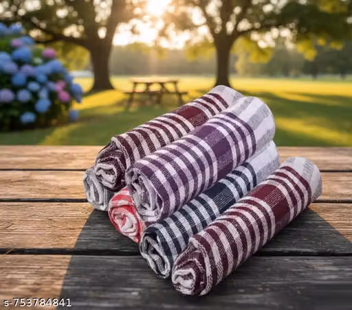 Premium Cotton Check Towels – Super Absorbent Kitchen Napkins, Pack of 6