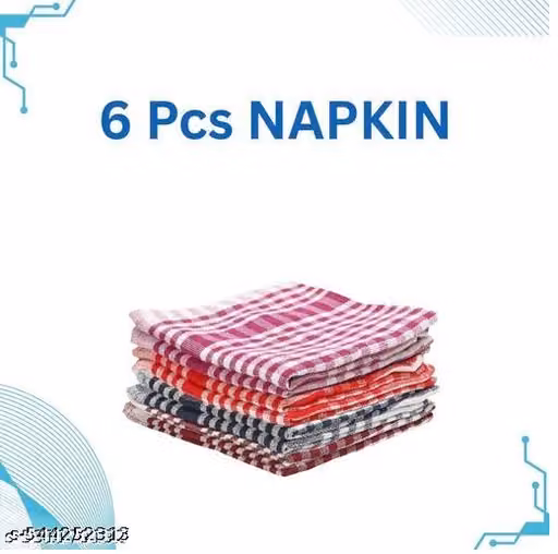 Multicolor Cotton Checked Kitchen Towels – Washable Hand Napkins, Pack of 6