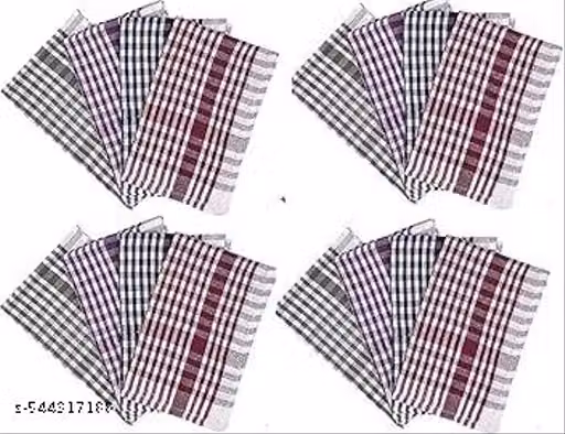 Cotton Checked Kitchen Towels – Multicolor Machine Washable Napkins, Pack of 12