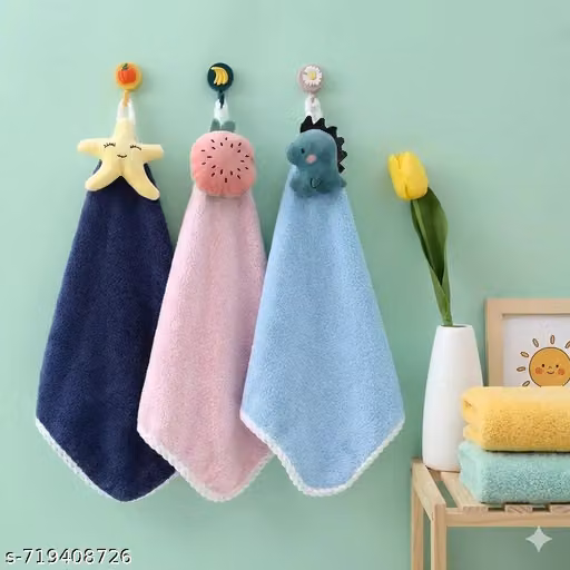 Soft Microfiber Hanging Hand Towels – Coral Velvet Kitchen & Bathroom Towels, Pack of 3