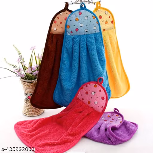 Floral Microfiber Hanging Hand Towels – Soft Wash Basin Kitchen Napkins, Pack of 5