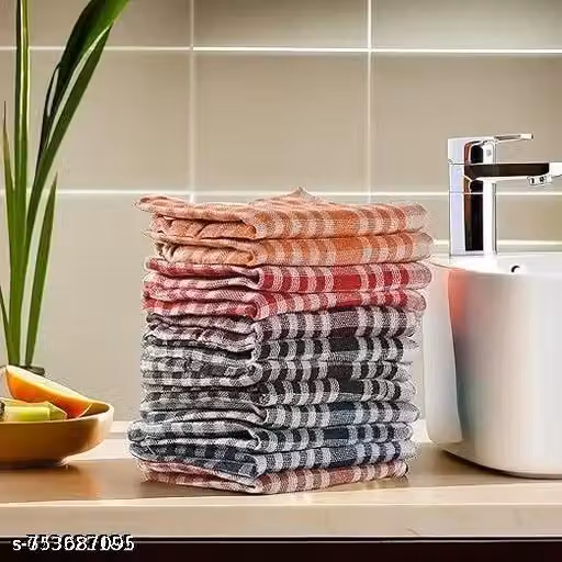 Cotton Checked Kitchen Napkins – Absorbent Duster & Chapati Cloth, Pack of 6