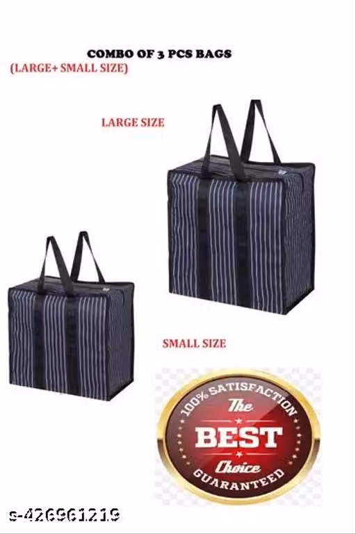 Large & Small Reusable Canvas Storage Bags – Waterproof Grocery Organizer, Pack of 2