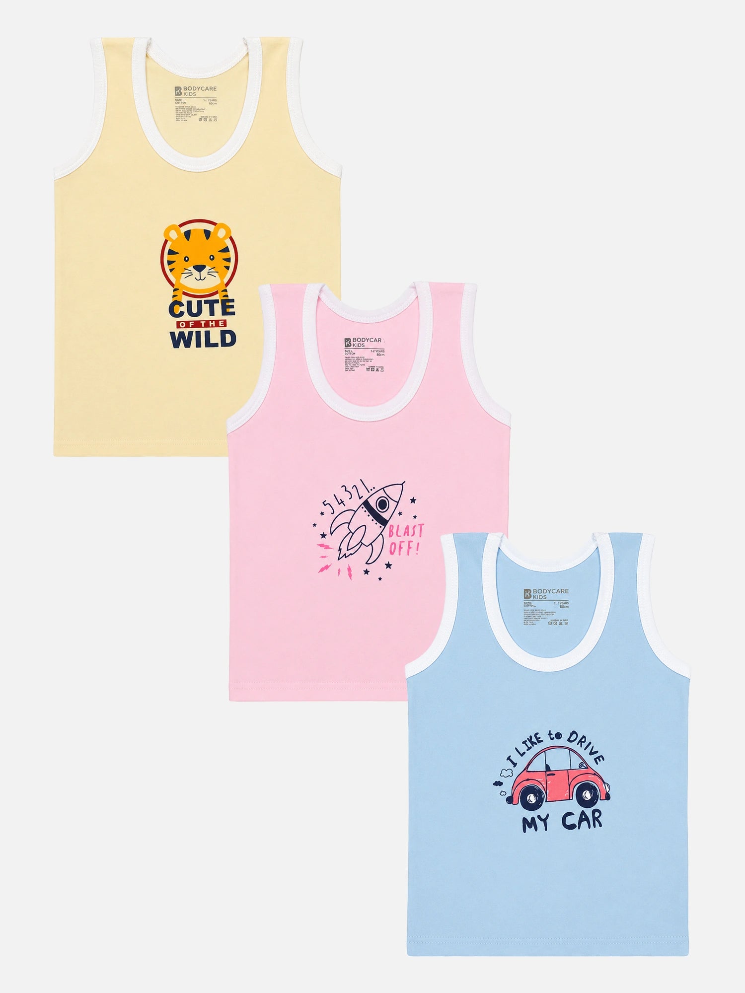 Baby Boys Sleeveless Round Neck Vest Innerwear for Smooth Comfort, Easy Dressing and Everyday Essentials - Pack of 3