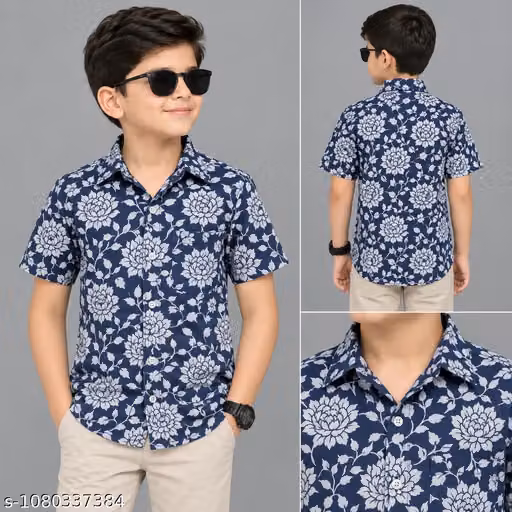 Boys Printed Casual Half Sleeve Shirt