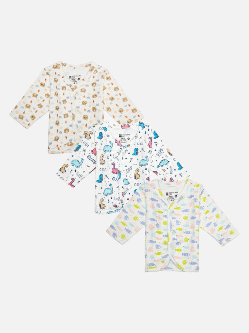 Unisex Front Open Full Sleeves Thermal Top with Soft Breathable Fabric for Baby Innerwear - Pack of 3