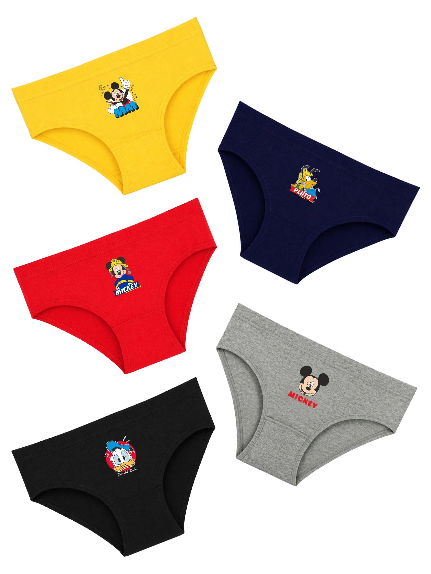 Boys Mickey & Friends Innerwear Brief Inner Elastic for Everyday Innerwear Comfort, Secure Fit and Regular Use - Pack of 5