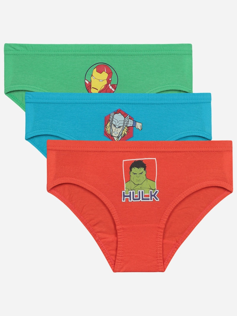Boys Avengers Brief Inner Elastic Underwear with Character-Inspired Styling for Comfortable Daily Innerwear Use - Pack of 3