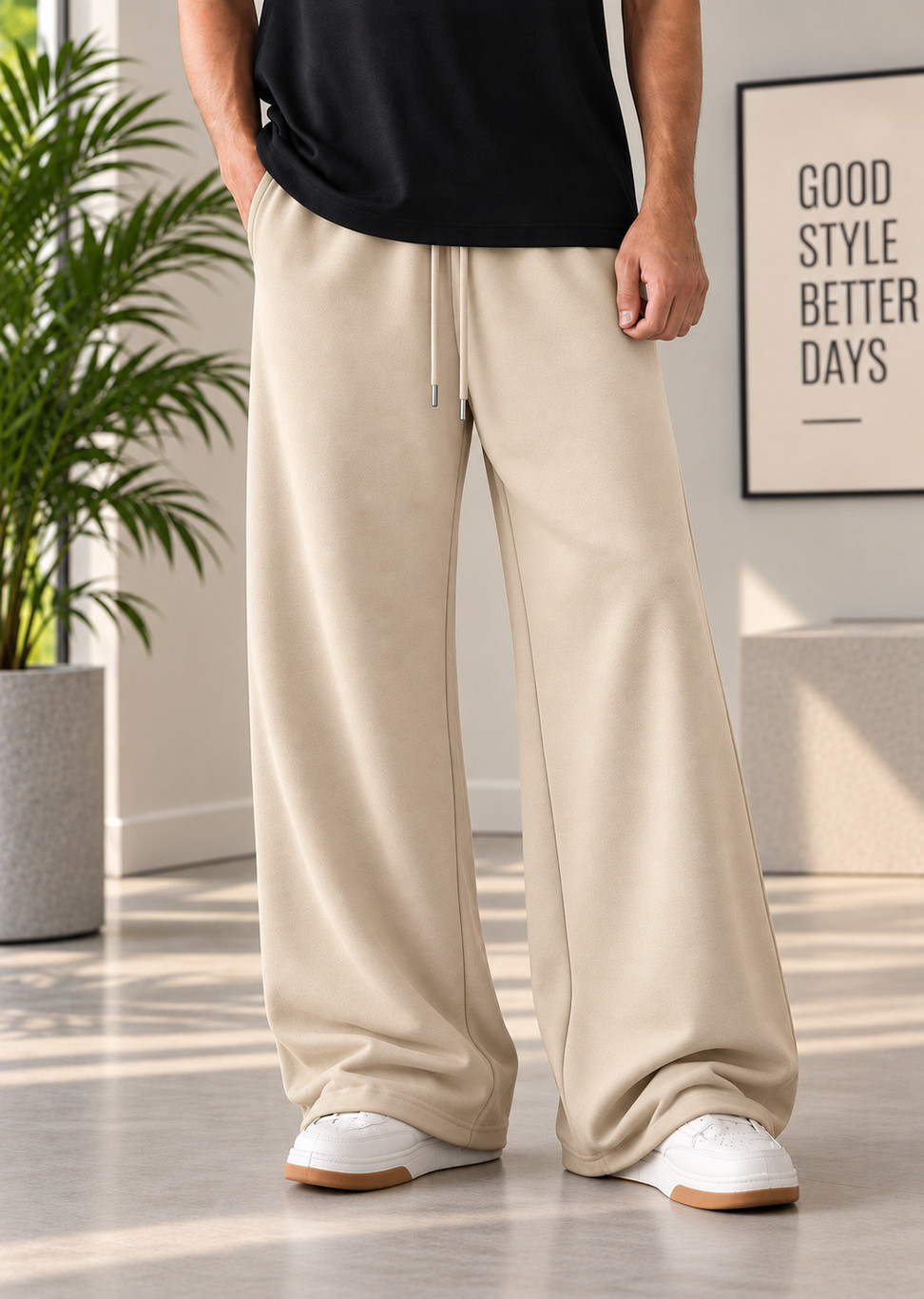 Sanvali Saloni Men Solid White Track Pants – Comfortable Casual Sportswear