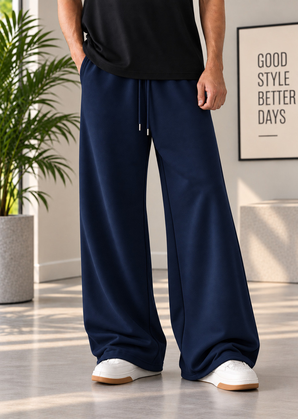 Sanvali Saloni Men Solid White Track Pants – Comfortable Casual Sportswear