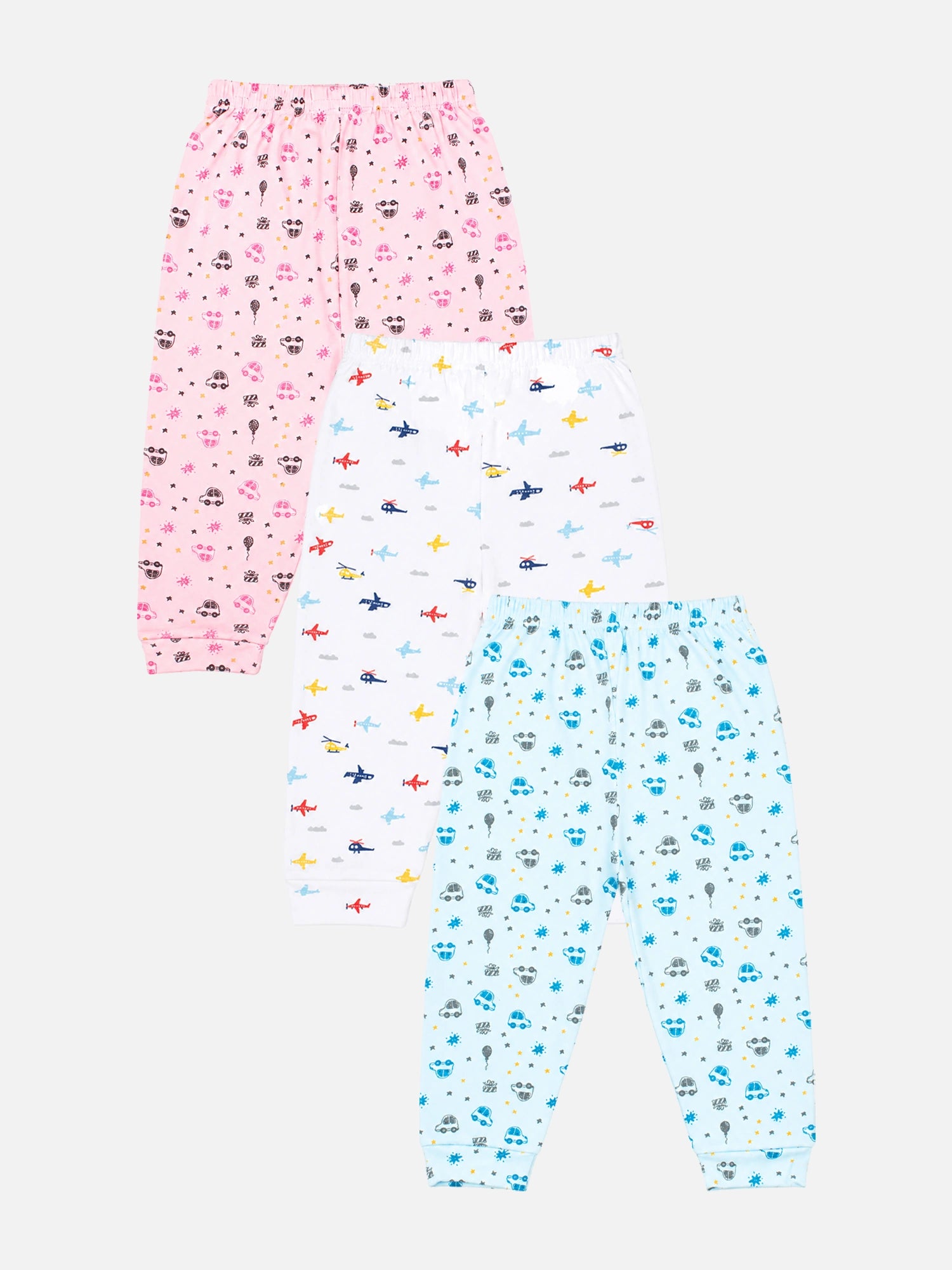 Bodycare Unisex Soft All Over Print Pajamas with Inner Elastic – Long Length, Pack of 3
