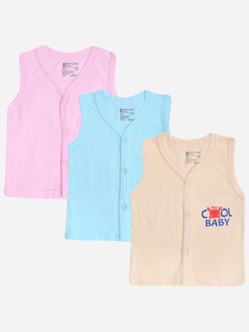 Bodycare Unisex Front Open V-Neck Vest – Sleeveless, Pack of 3