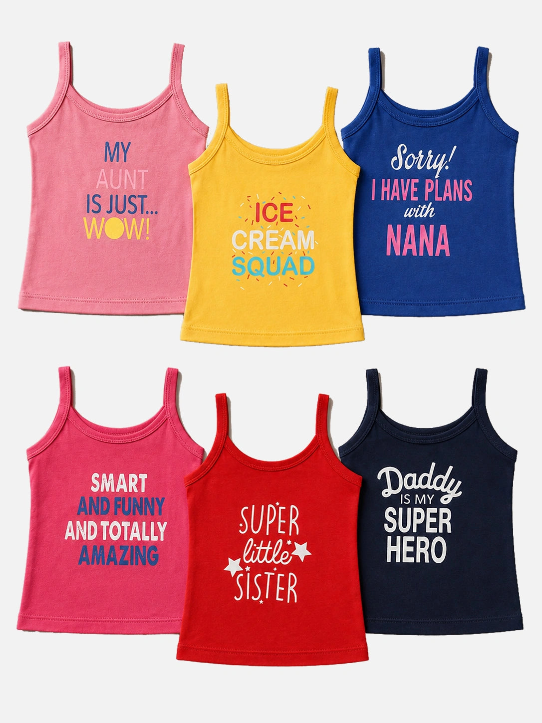 Bodycare Baby Girls Sleeveless Camisole with Regular Straps – Pack of 6