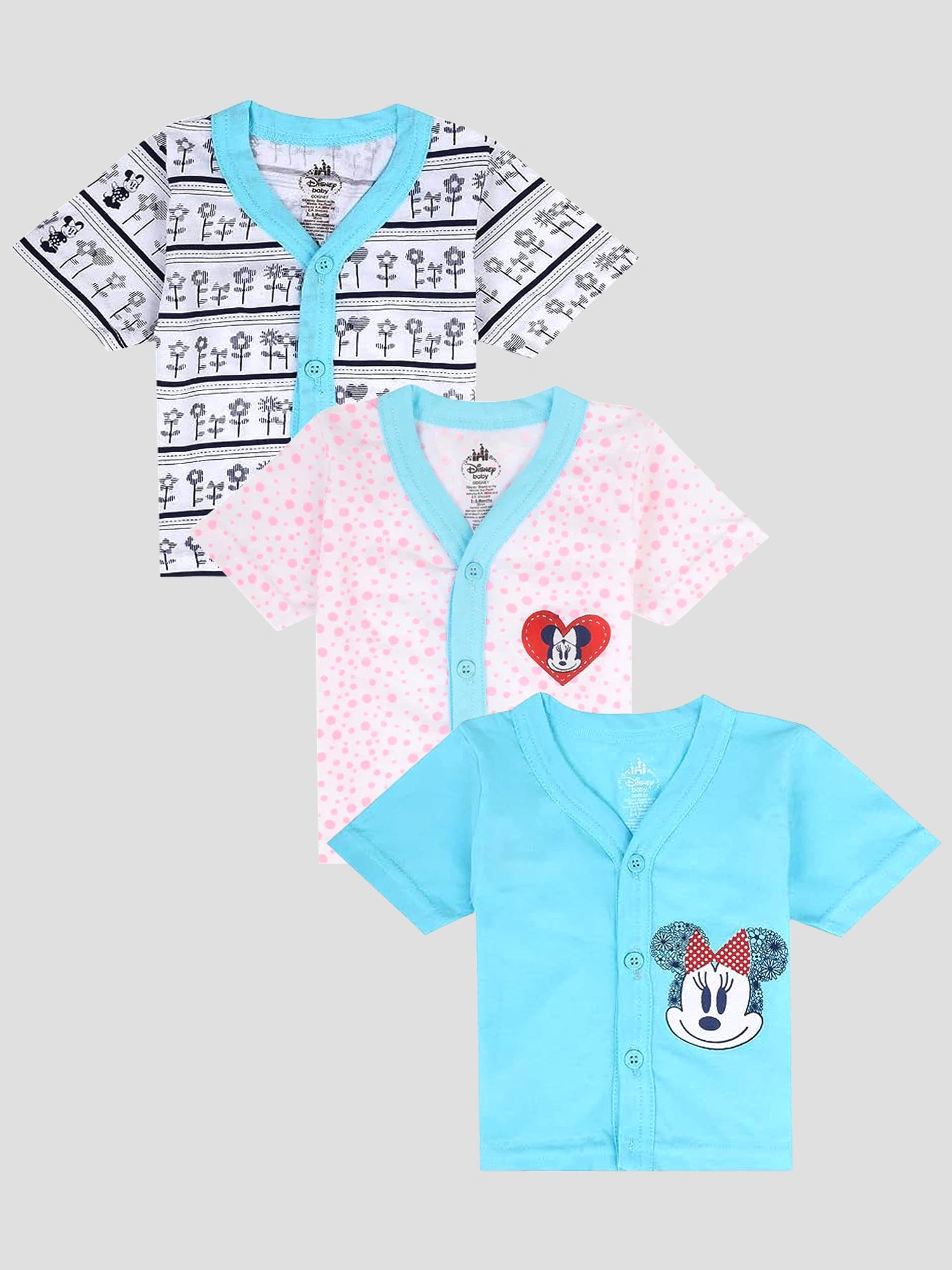 Bodycare Baby Girls Minnie & Friends Character Print Vest – Half Sleeves, Pack of 3