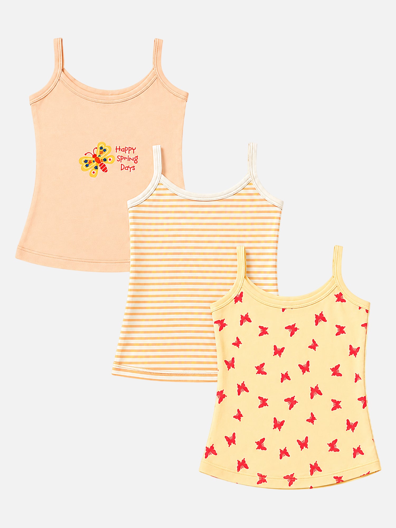 Bodycare Baby Girls 100% Cotton Dori Neck Sleeveless Vest – Pack of 3