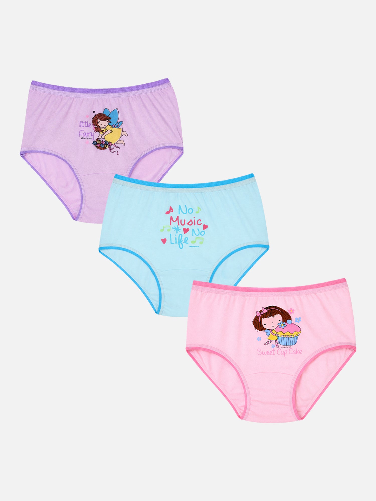 Bodycare Girls 100% Cotton Solid Panty with Top Elastic – Pack of 3