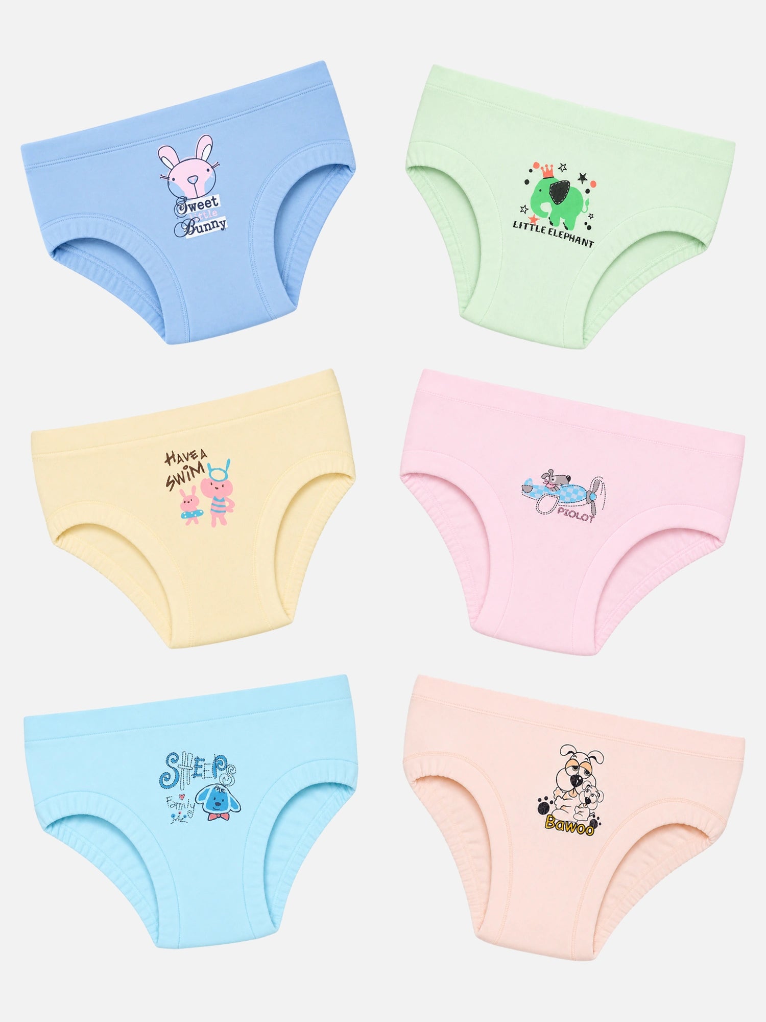 Bodycare Baby Girls Printed Panty with Inner Elastic – Mid-Rise, Pack of 6