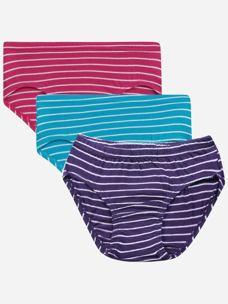 Bodycare Girls 100% Cotton Rib Trunks with Lycra Band & Open Fly – Pack of 3