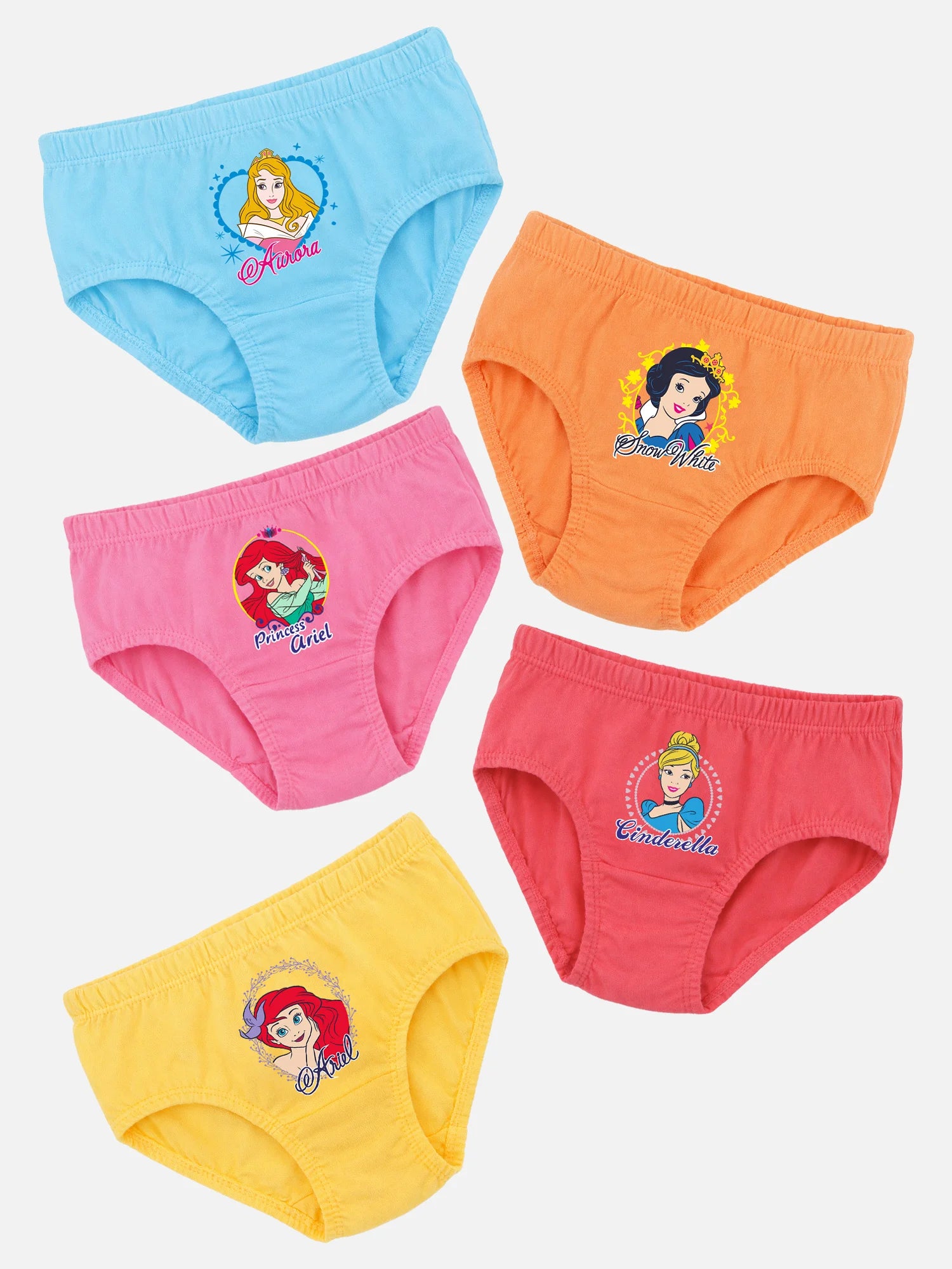 Bodycare Girls Princess 100% Cotton Character Print Panty with Inner Elastic – Mid-Rise, Pack of 5