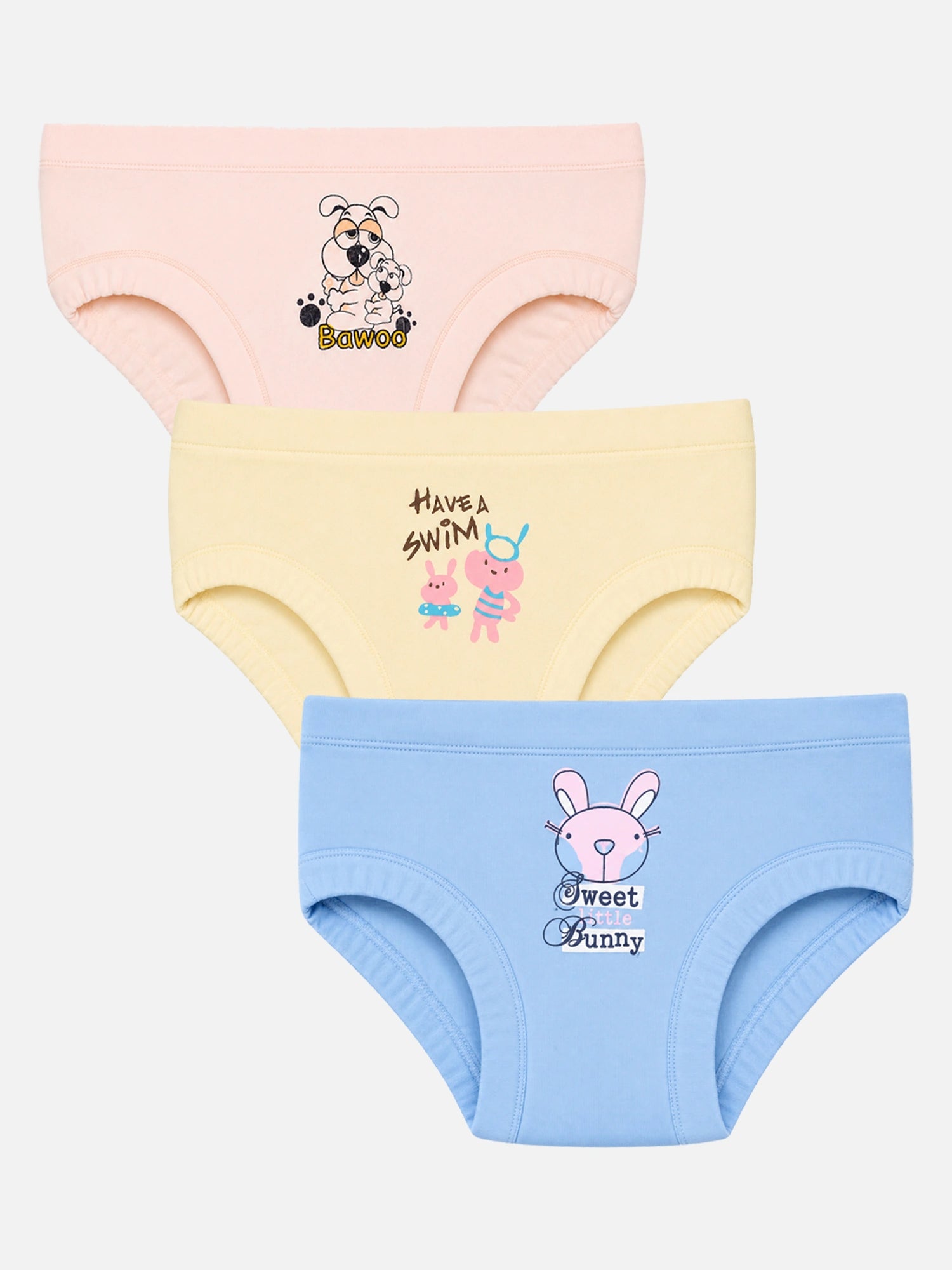 Bodycare Baby Girls Placement Print Panty with Inner Elastic – Mid-Rise, Pack of 3