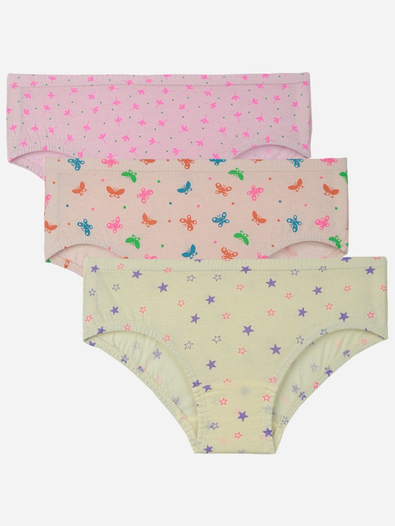 Bodycare Girls 100% Cotton All Over Print Panty with Inner Elastic – Pack of 3