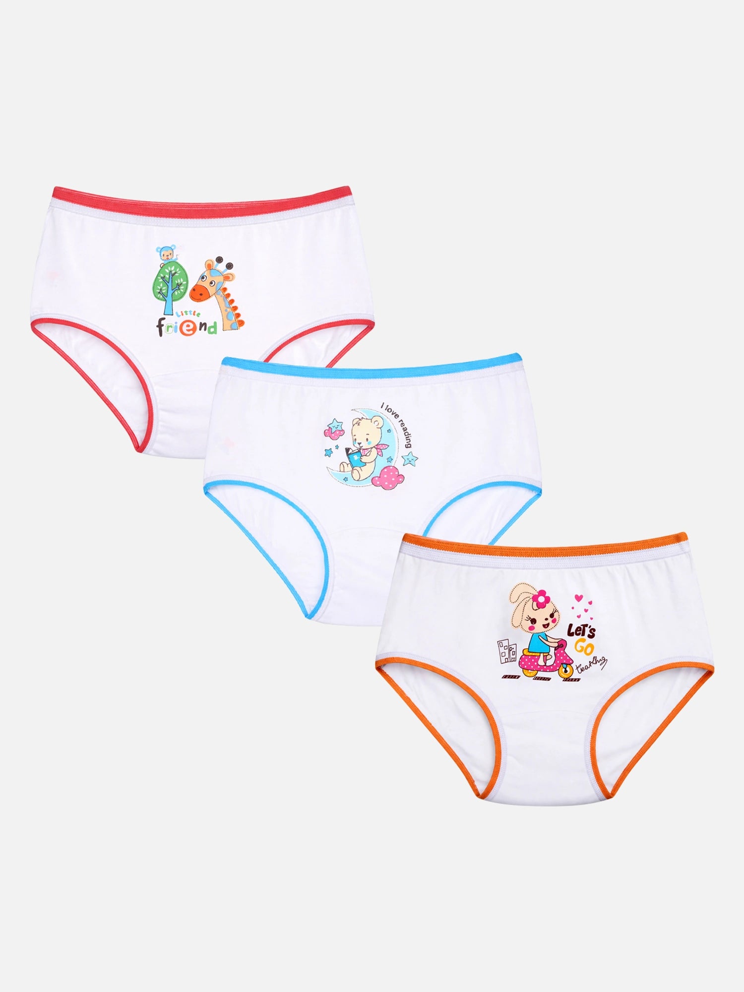 Bodycare Girls 100% Cotton Solid Panty with Top Elastic – Pack of 3