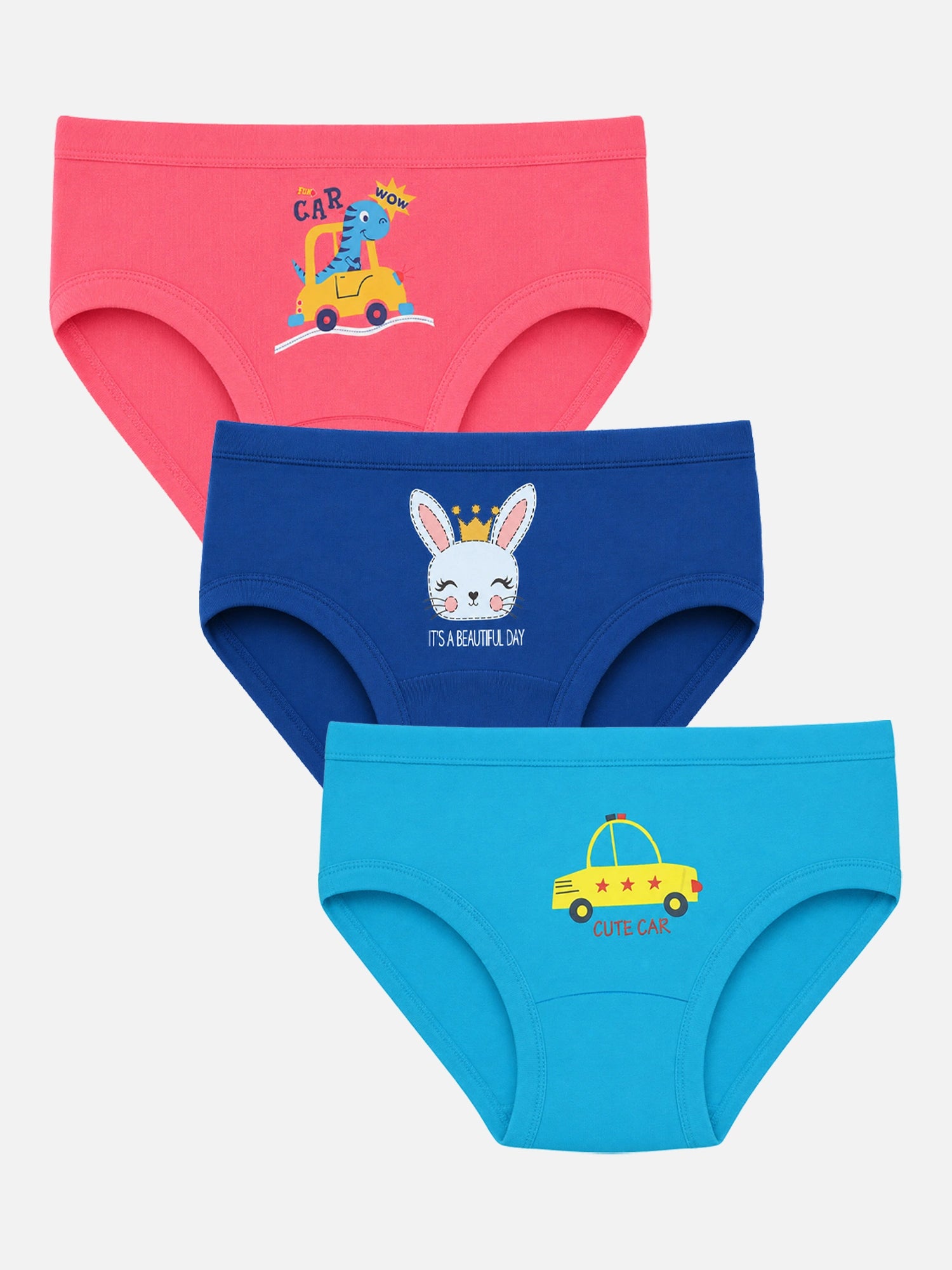Bodycare Baby Girls Placement Print Panty with Inner Elastic – Mid-Rise, Pack of 3