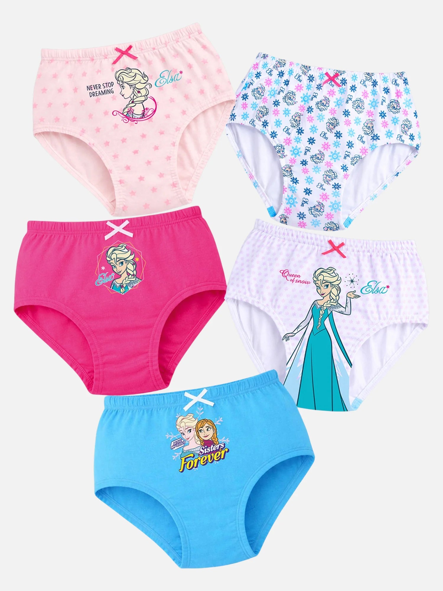 Bodycare Girls Frozen 100% Cotton Character Print Panty with Inner Elastic – Mid-Rise, Pack of 5