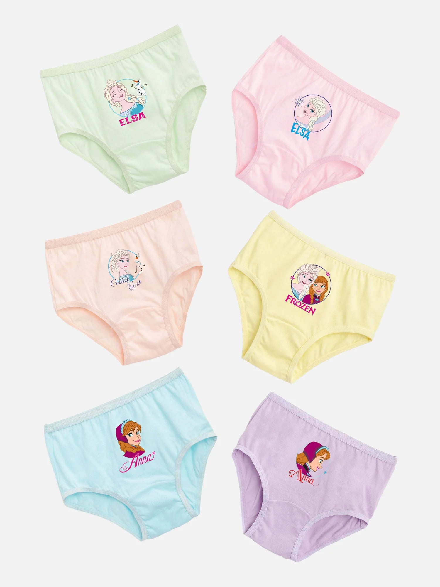 Bodycare Baby Girls Frozen 100% Cotton Character Print Panty with Top Elastic – Mid-Rise, Pack of 6