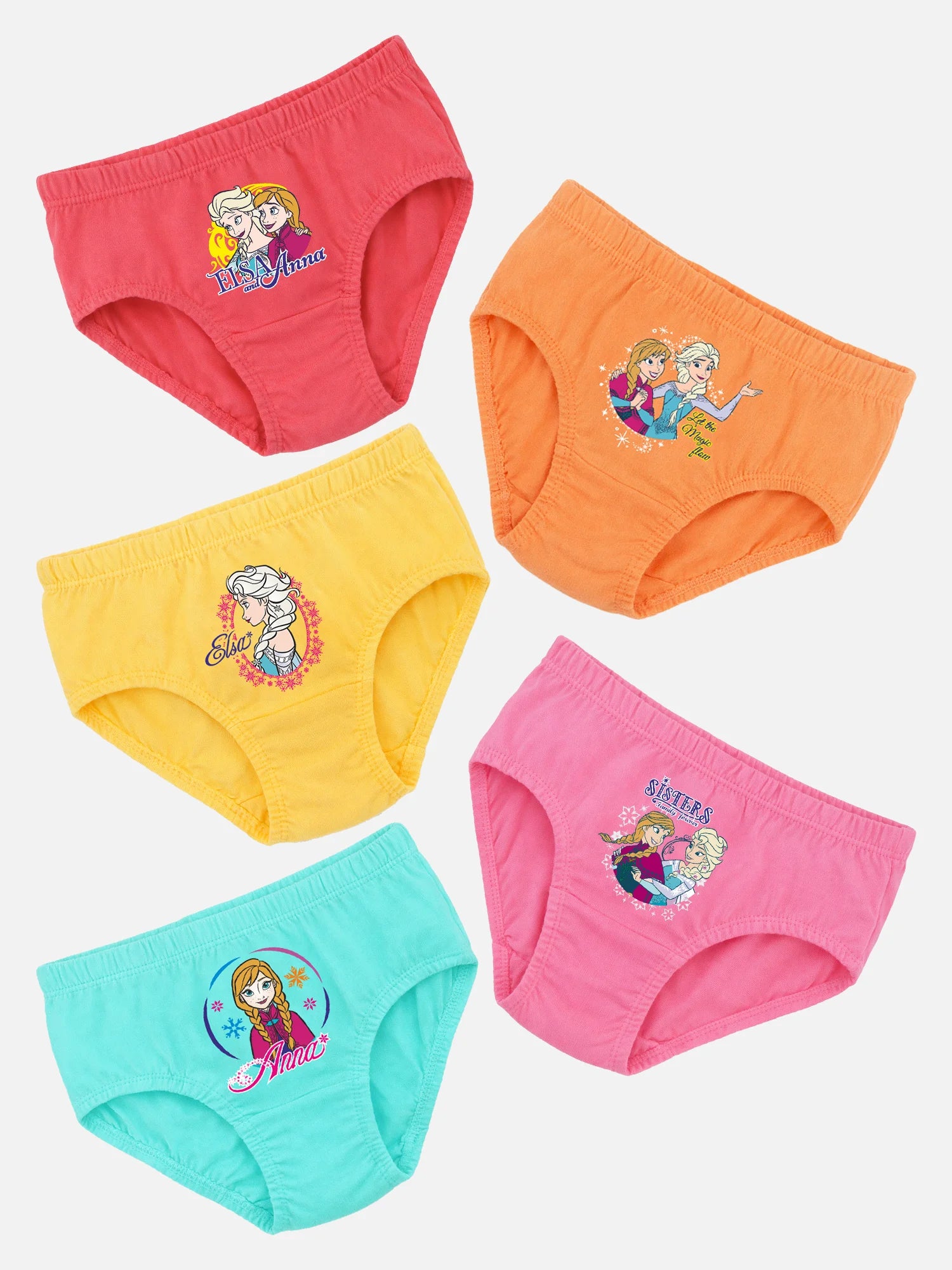 Bodycare Girls Frozen Character Print Panty with Inner Elastic – Mid-Rise, Pack of 5