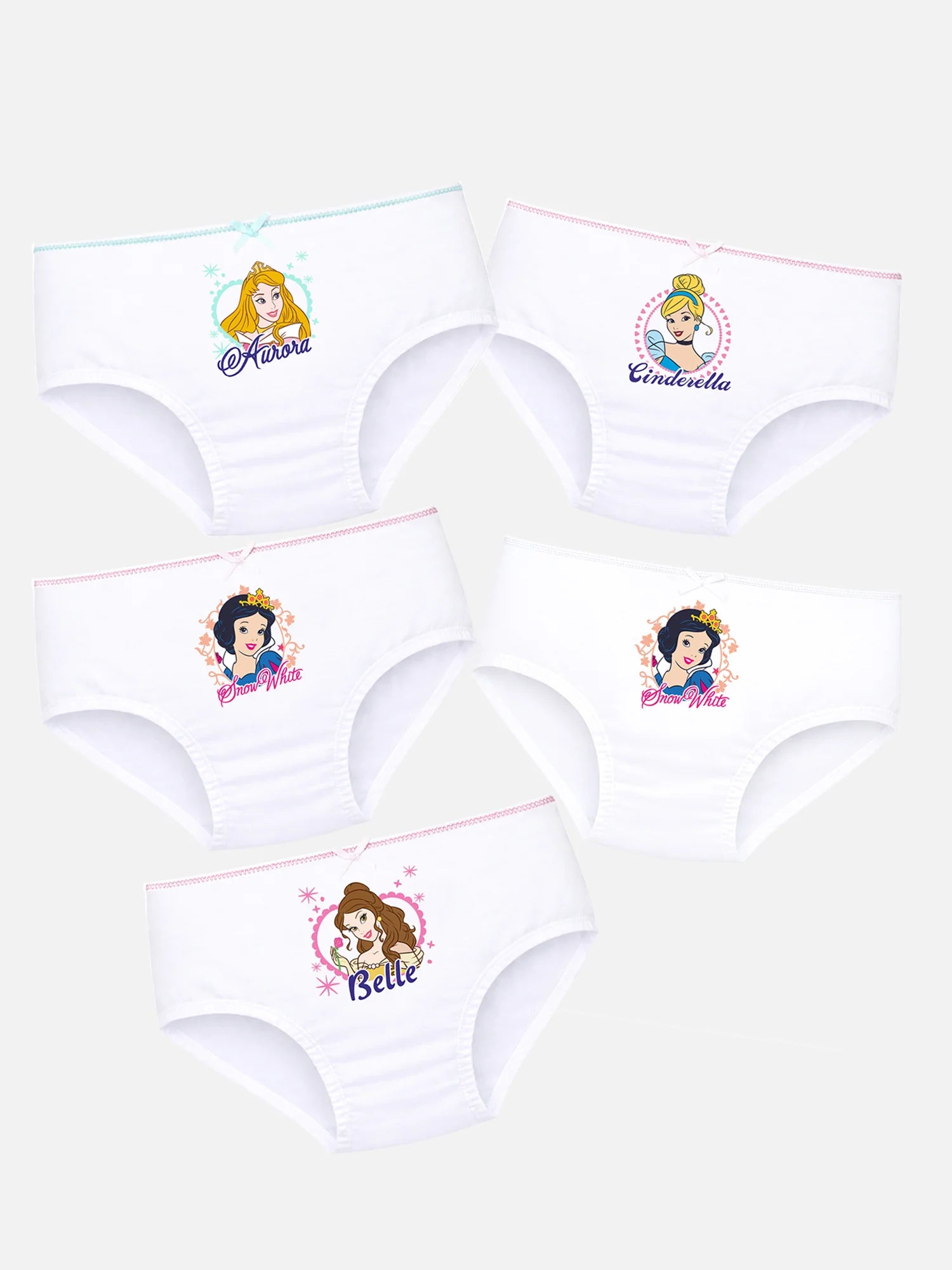 Bodycare Girls Princess 100% Cotton Character Print Panty with Inner Elastic – Mid-Rise, Pack of 5