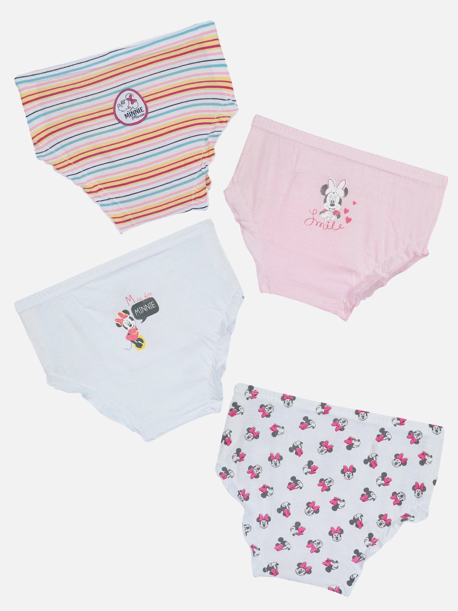 Bodycare Baby Girls Minnie & Friends 100% Cotton All Over Print Panty with Inner Elastic – Mid-Rise, Pack of 4