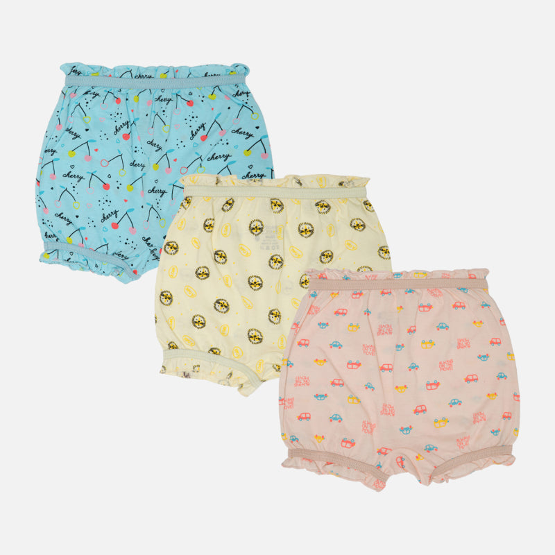 Bodycare Baby Girls 100% Cotton Solid Bloomers – 3/4 Length, Pack of 3