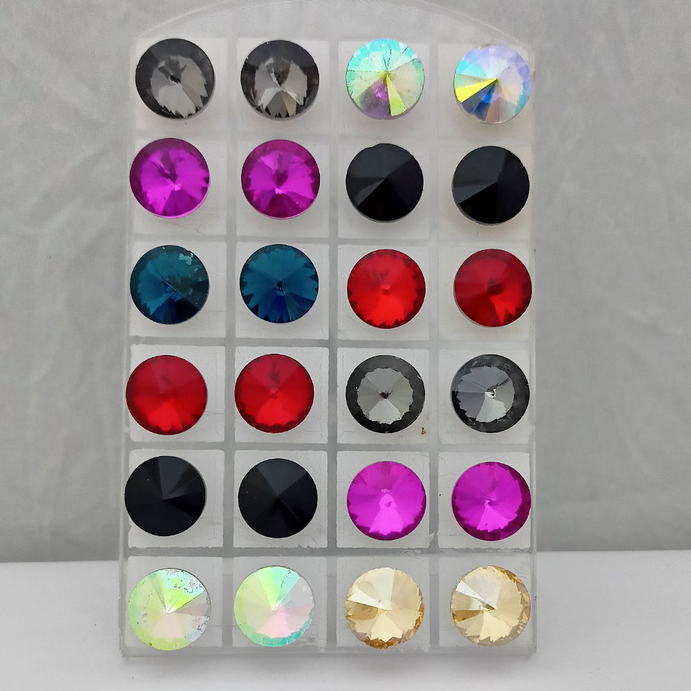 The99Jewel Pack of 12 Multicolor Crystal Stud Earrings Combo - 1004757