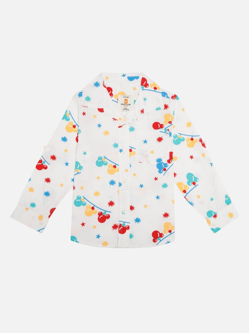 Body Care Baby Boys Woven Full Sleeve Collared Shirt – White Casual Wear