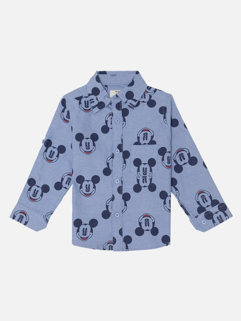 Body Care Boys Mickey & Friends Woven Full Sleeve Collared Shirt – Sky Blue