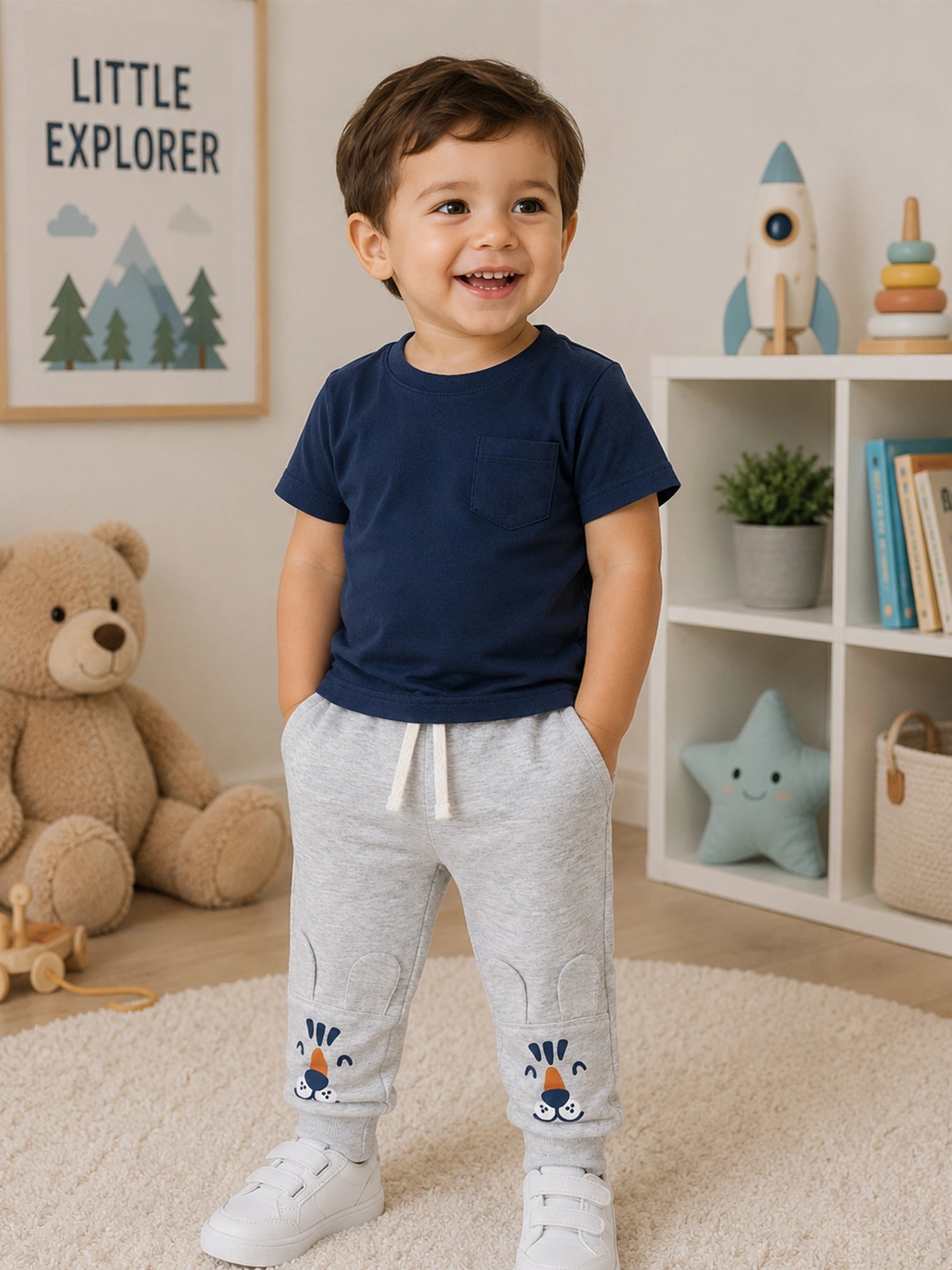 Body Care Baby Boys Cotton Terry Track Pant – Solid Regular Fit Casual & Sports Wear
