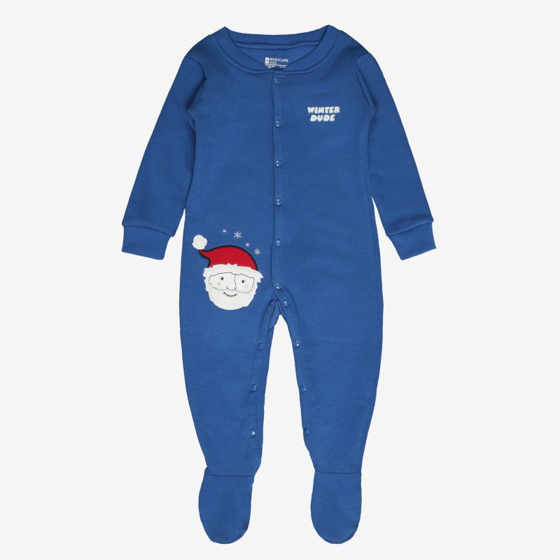 Body Care Baby Boys Full Sleeve Front Open Romper – Solid Royal Blue