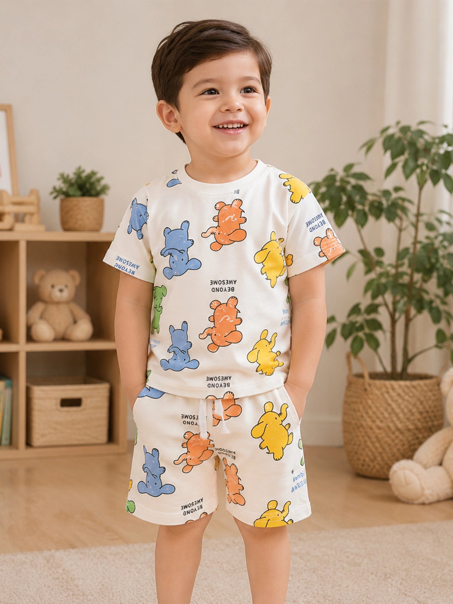 Body Care Baby Boys Cotton T-Shirt & Half Pant Set – Single Jersey Collared Neck