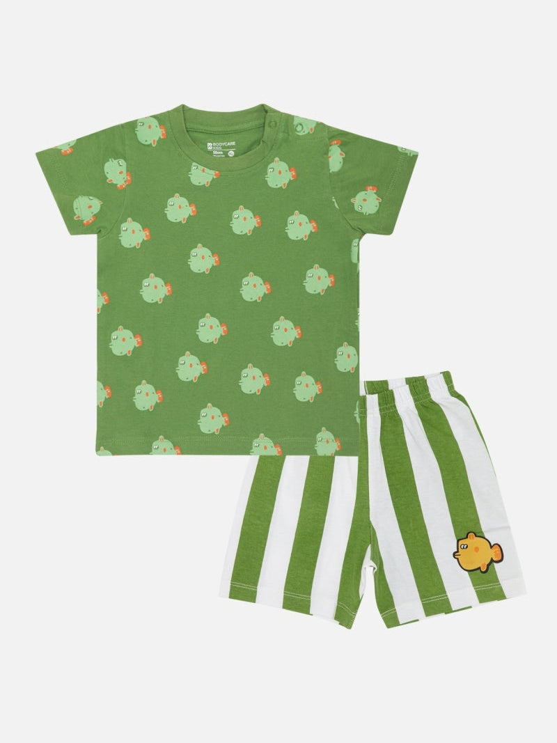 Body Care Baby Boys Cotton T-Shirt & Half Pant Set – Single Jersey All Over Print