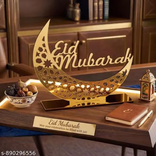Eid Mubarak Moon Stand – Acrylic Islamic Table Decor for Ramadan & Eid