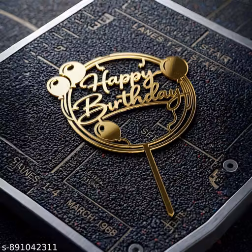 Golden Acrylic Happy Birthday Cake Topper – Premium Birthday Decoration for All Ages