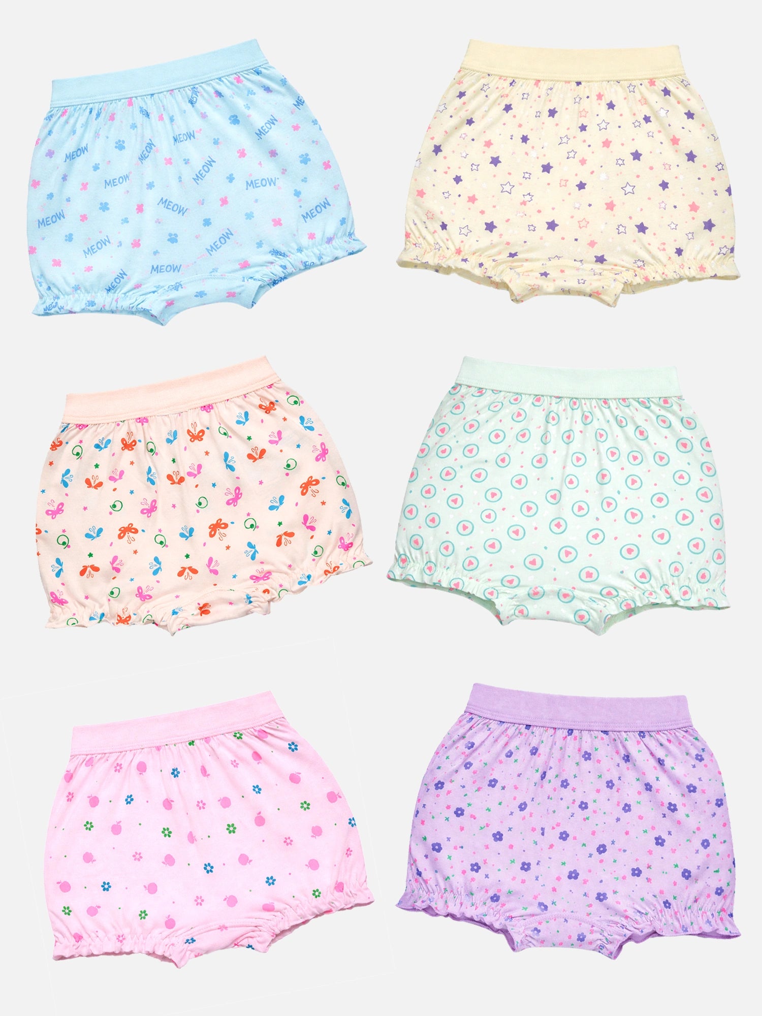 Bodycare Unisex 100% Cotton All Over Print Bloomer with Lycra Band – Short Length, Pack of 6