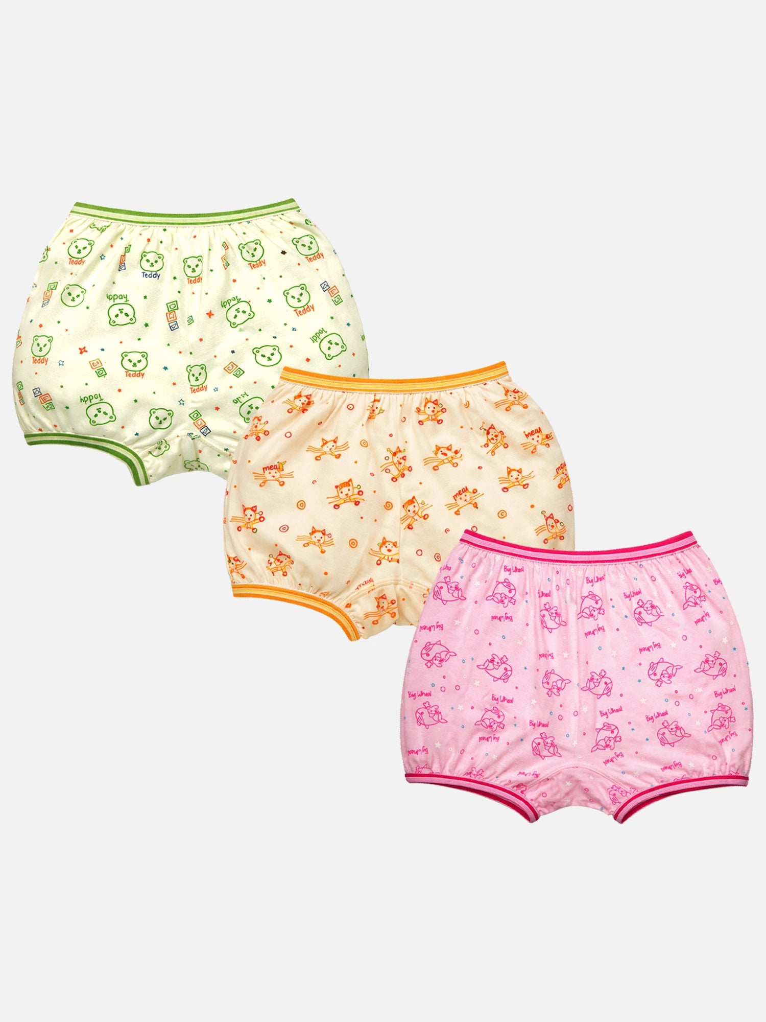 Bodycare Unisex 100% Cotton All Over Print Bloomers with Inner Elastic – Pack of 3