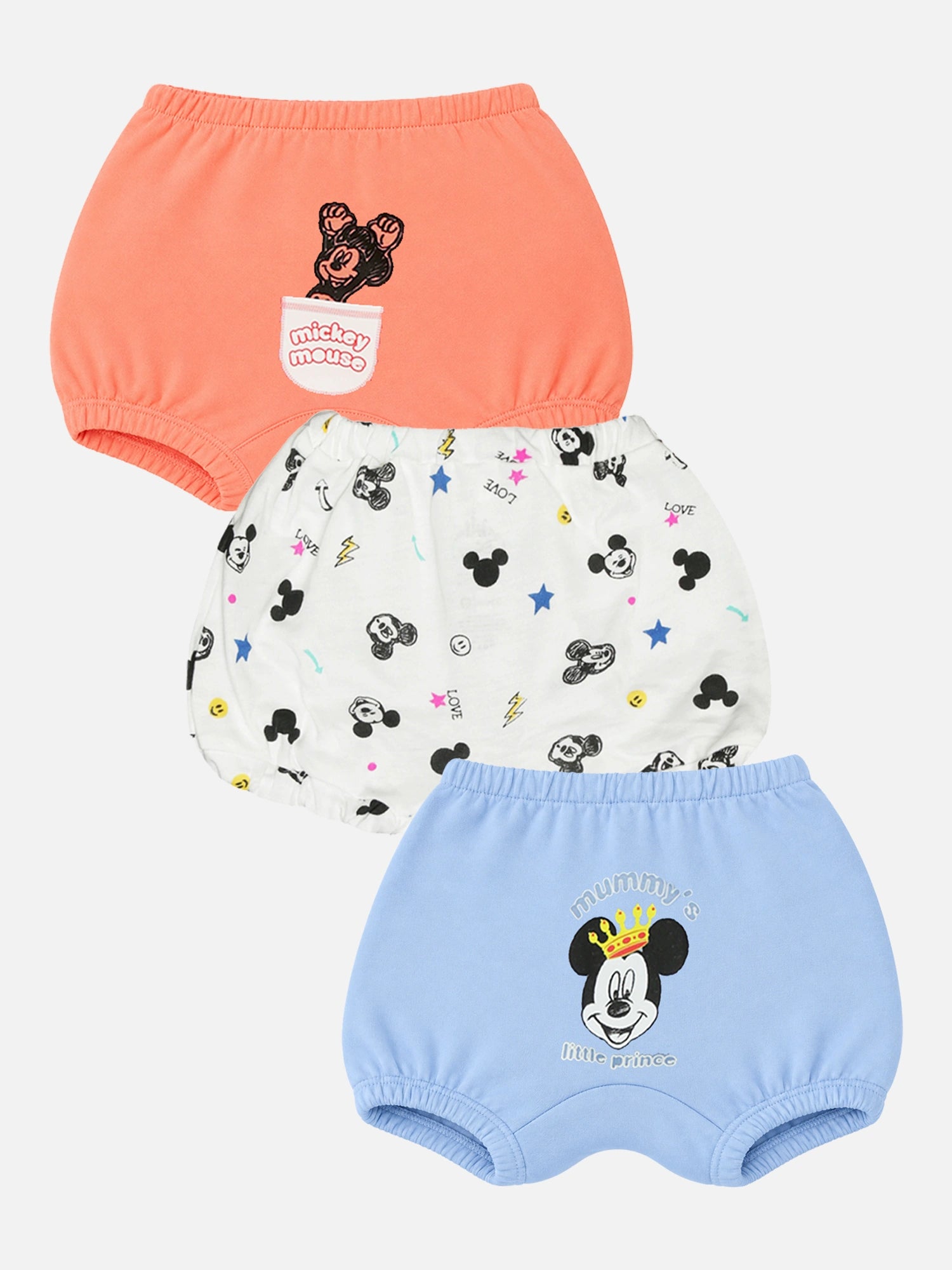 Bodycare Baby Mickey and Friends 100% Cotton Bloomer with Inner Elastic for Everyday Innerwear Comfort - Pack of 3