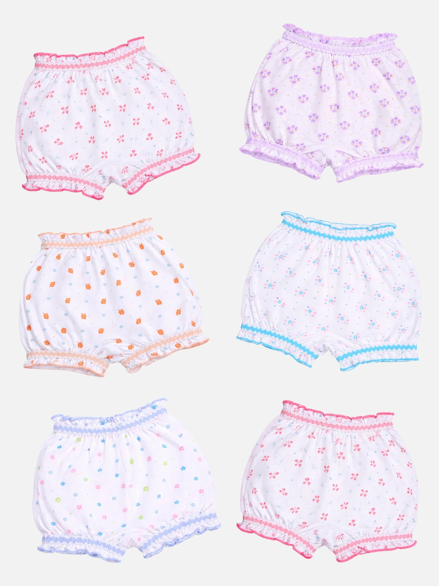 Bodycare Unisex 100% Cotton Bloomer for Everyday Innerwear Comfort, Secure Fit and Daily Essentials - Pack of 6