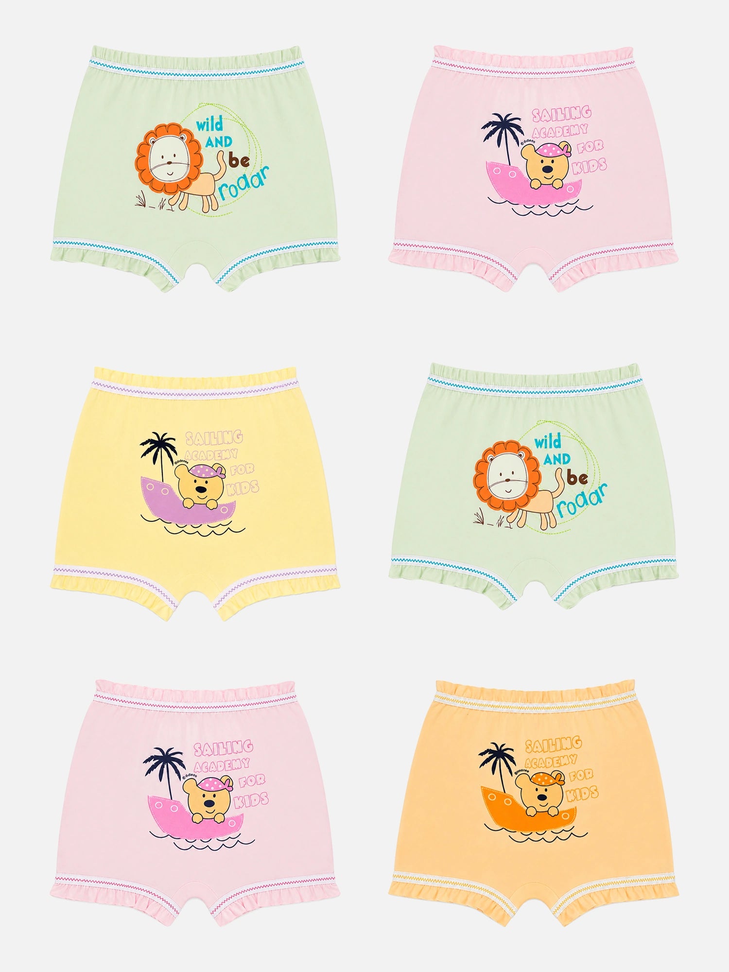 Bodycare Unisex 100% Cotton Printed Bloomer with Soft Innerwear Comfort, Easy Movement and Baby Essentials - Pack of 6
