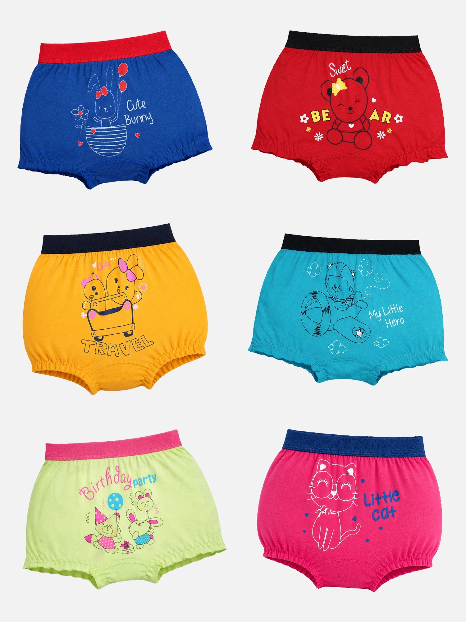 Bodycare Unisex Cotton Spandex Bloomer with Lycra Waistband for Stretchable Innerwear Comfort and School Use - Pack of 6