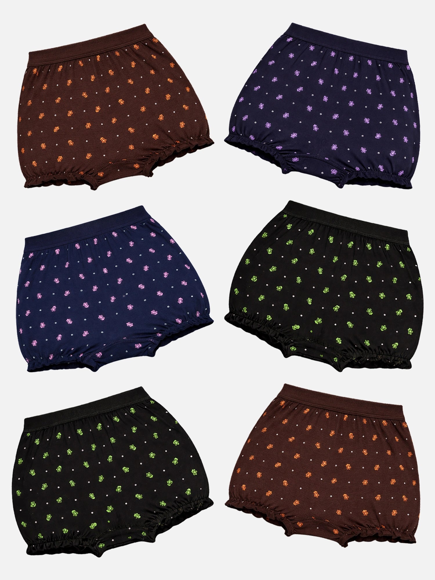 Bodycare Unisex Cotton Spandex Bloomer with Lycra Waistband for Flexible Fit, Easy Movement and Regular Wear - Pack of 6