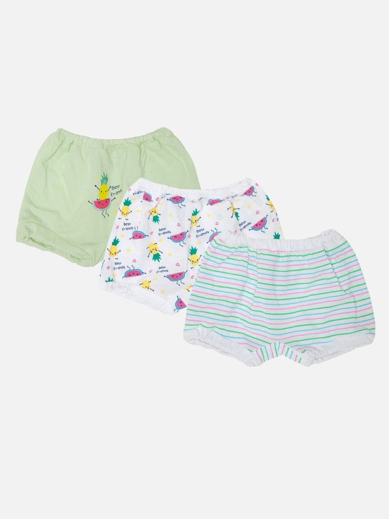 Bodycare Girls 100% Cotton Bloomer with Breathable Comfort Fit and Tagless Innerwear Feel for Everyday Use - Pack of 3
